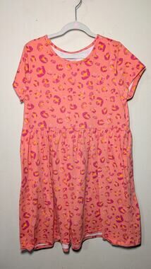 BCG Orange and Pink Leopard Print Dress Girls Size L 12-14